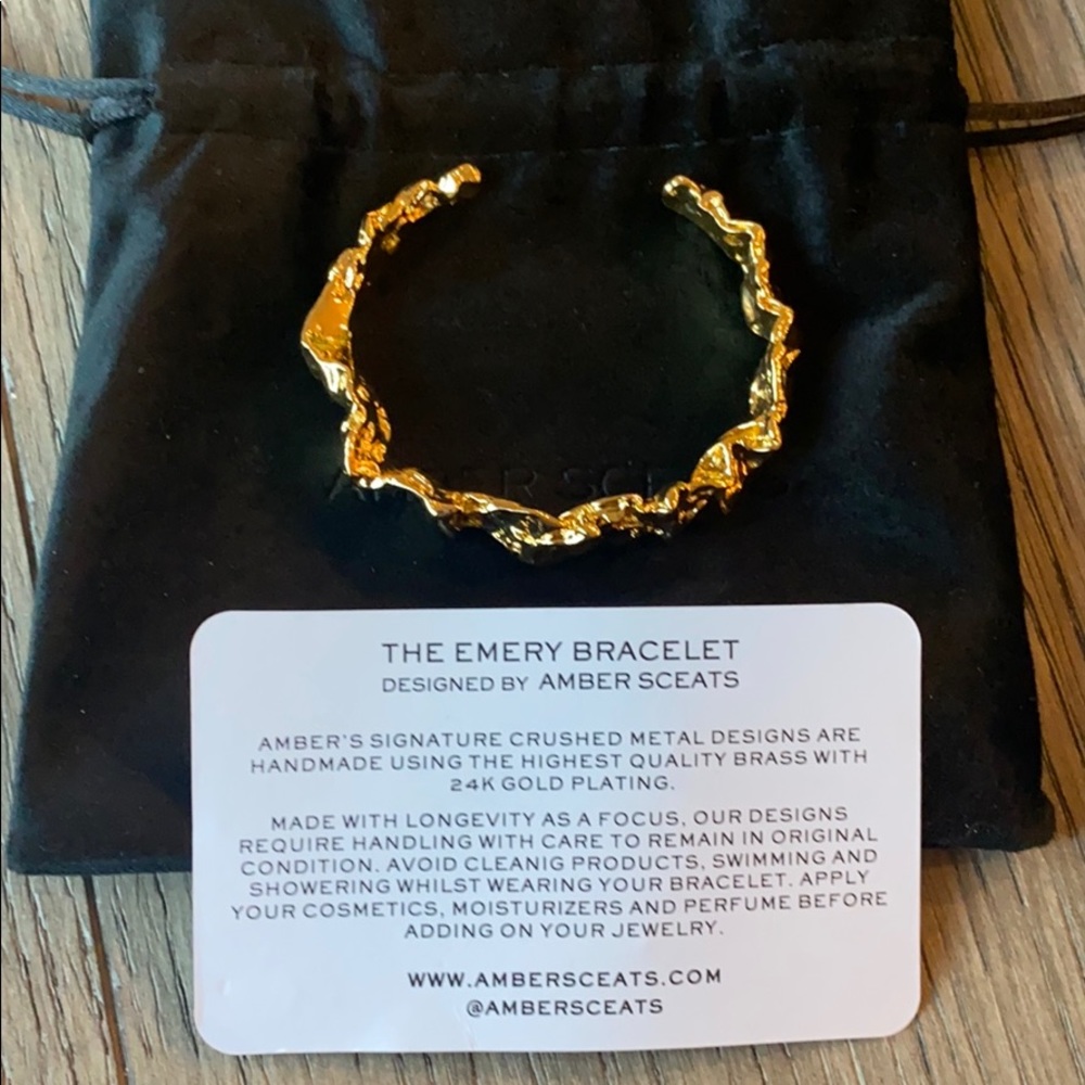 24k Gold Plated Amber Sceats Cuff Bracelet
